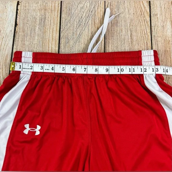 Mens Under Armour Red White Athletic Gym Shorts Size Small - Picture 3 of 6